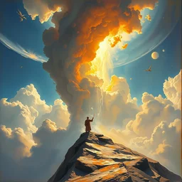 a sending down [ of the revelation ] from him who created the earth and the lofty heavens, overdetailed art, by greg rutkowski, by rhads, sharp focus, god looking at me