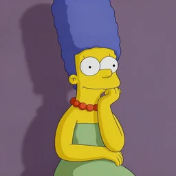 portrait of marge simpson, dreamy and ethereal, expressive pose, peaceful expression, elegant, highly detailed, digital painting, artstation, concept art, smooth, sharp focus, by Art Frahm