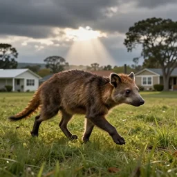 a thylacine roaming through suburbs of united states