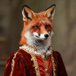 portrait of a fox dressed in royal clothing, by Sandra Chevrier, trending on Artstation
