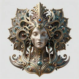 artstation futuristic 3 d model of hyper - detailed!!! beautiful groovypunk queen of fractal magma in full regal attire. face portrait. art nouveau, symbolist, visionary, baroque, giant fractal details. horizontal symmetry by zdzisław beksinski, iris van herpen, raymond swanland and alphonse mucha. hyper - real, beautiful