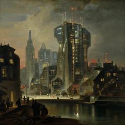 baroque dutch painting from 1 6 7 0 of a cyberpunk city nightlife