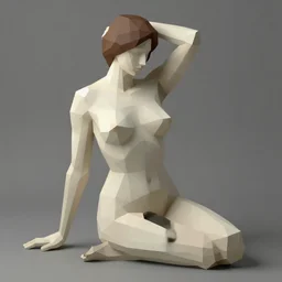 low-poly polygonal the Bather by Bouguereau