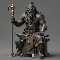 ancient blacksmith god, highly detailed, digital painting, artstation, concept art, sharp focus, illustration, art by aleksi briclot and mohrbacheri and raphael lacoste and magali villeneuve