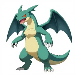 A pokemon gorgonopsid, creature design, stylized anime art style, white background, official art