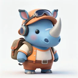 An adorable blue rhino wearing adventurer clothing, concept art by Justin Gerard, trending on artstation,