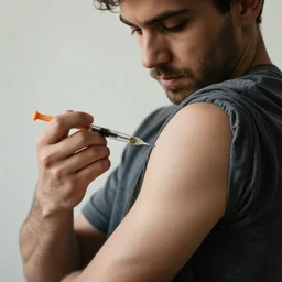 A man injecting marijuana into his arm