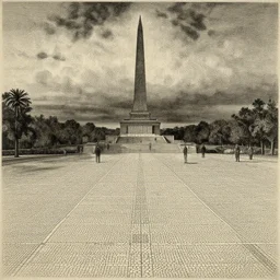 etching of the sky being heavy with a tesselated pavement across a national monument, the public are worried, artwork by james ensor