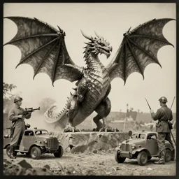 fantasy dragons, world war 1, old photograph