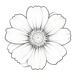 uncolored coloring book page depicting a flower