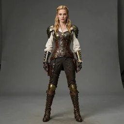 whole body photo of natalie dormer as a steampunk warrior