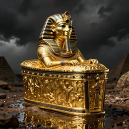 wet plate photography egyptian ghost golden coffin, beksinski