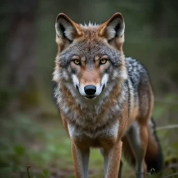 portrait of a werewolf in a forest