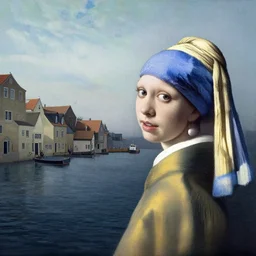 “a coastal city, by Vermeer”