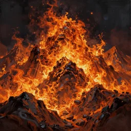 fiery mountains, highly detailed, centered, digital painting