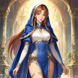 the portrait of neutral good colorful female cleric bard as absurdly beautiful, gorgeous, elegant, skinny young gravure idol, an ultrafine hyperdetailed illustration by kim jung gi, irakli nadar, intricate linework, super sharp focus, bright colors, octopath traveler, unreal engine 5 highly rendered, global illumination, radiant light, detailed and intricate environment