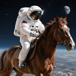 atronaut riding a horse in space
