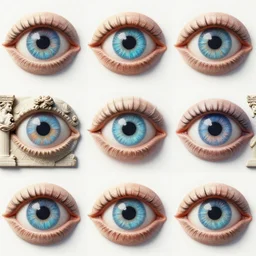 3 6 0 panorama escher style seamless pattern of colorful eye, sculpture in the ancient greek style