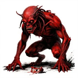 zombie predator, in the style of beksinski, red, black, vibrant, chiaroscuro, high detail, perfect artwork, clean lines
