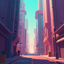 a beautiful and immaculate futuristic city. view from an alleyway. vaporwave ombre rendering. outrun style. leading lines. vanishing point. trending on artstation. by chris moore. beeple colors.