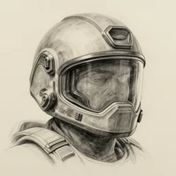 A realistic pencil sketch of Master Chief's helmet