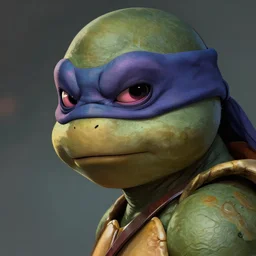 a study of cell shaded portrait very close up face of ninja turtle sideview looking at camera as  concept art, llustration, post grunge, concept art byA.C. Farley , highly detailed, sharp focus, alien, Trending on Artstation, HQ, deviantart
