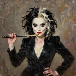 cruella deville, oil on canvas trending on Artstation