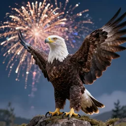a portrait of an eagle in a scenic environment with fireworks in the background, trending on artstation
