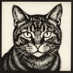 cat woodcut print by Samuel Jessurun de Mesquita