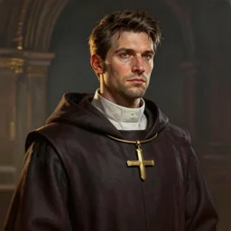 A comic book style portrait painting of an human male cleric, unreal 5, DAZ, octane render, hypercomplex, hyperrealistic, ambient light, dynamic lighting, nvidia, vray