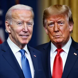 photorealistic cross between joe biden and donald trump, strikingly similar to both men.