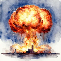 Nuclear Explosion Watercolor