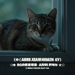 vfx film closeup, cat on a window ledge, flat color profile low - key lighting award winning photography arri alexa cinematography, hyper real photorealistic cinematic, atmospheric cool colorgrade