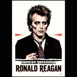 undead president ronald reagan campaign poster, punk rock style, usa