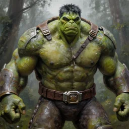macro medium close up shot, rugged anthropomorphic muscular!!!!!!!!! oversized!!!!!!!! hulked!!!! turtle as oversized armored barbarian armored hunter turtle wearing war soldier uniform sci - fi armor in deep forest, mist, overcast, oil painting by frazetta and greg rutkowski