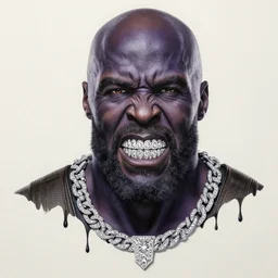 a matte painting of killmonger, dripped out, diamonds, diamond chain, stylish, diamond grill by sachin teng