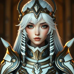 perfect white haired attractive egyptian goddess warframe armor beautiful symmetric dreamy half asian pretty face green eyes