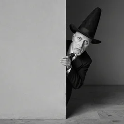nosferatu peeking around a corner in the style of johan egerkrans