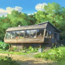 farnsworth house, art by makoto shinkai
