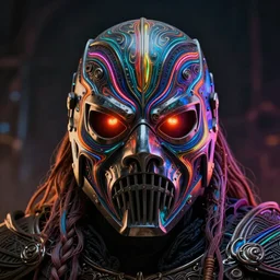 full face mask epic portrait, sauron glowing eyes, elden ring, matte painting concept art, midjourney, beautifully backlit, swirly vibrant color lines, fantastically gaudy, cinematic aesthetic octane render, 8 k hd resolution, by ilya kuvshinov, john howe, darius zawadzki and zdizslaw beksinski