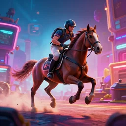 a film still from ready player one by james paick - a horseman gallops, vibrant, 5 0 mm lens, video game character and environment design, behance hd, studio, dramatic lighting, cinematic, global illumination, trending on artstation, bloom