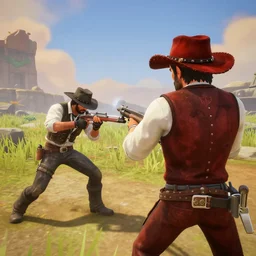 tracer from overwatch in cowboy hat is in red dead redemption fighting a drunkard, 4 k game screenshow