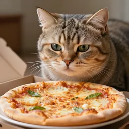a pizza cat, photorealistic, detaild, award winning, stock image, fur, goog lighting, pizza, cat