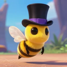 a pixar still of a honeybee wearing a top hat