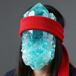 cyan crystal crystal wearing a red sweatband, 8K HD