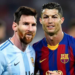 messi with the face of ronaldo