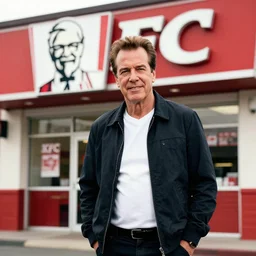 gustavo fring standing in front of a newly opened kfc