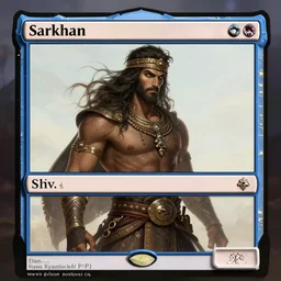 sarkhan, wanderer to shiv, magic the gathering in the style of greg rutkowski, vibrant, 1 9 2 0 s cel animated cartoon