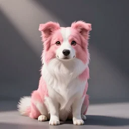 cute pink and white border collie by chiho aoshima. very cute. beautiful. digital render.