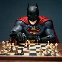 batman plays chess with superman